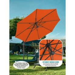 9 Ft. Round 360-Degree Rotation Cantilever Patio Umbrella In Orange -Jearey cantilever umbrellas alex9 orange 1d 1000