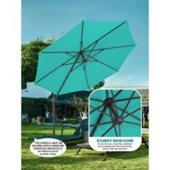 9 Ft. Round 360-Degree Rotation Cantilever Patio Umbrella In Peacock Blue 8 9 Ft. Round 360-Degree Rotation Cantilever Patio Umbrella In Peacock Blue -Jearey cantilever umbrellas alex9 pb 1d 1000