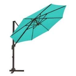 9 Ft. Round 360-Degree Rotation Cantilever Patio Umbrella In Peacock Blue