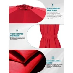 9 Ft. Round 360-Degree Rotation Cantilever Patio Umbrella In Red -Jearey cantilever umbrellas alex9 red a0 1000