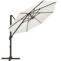 9 Ft. Round 360-Degree Rotation Cantilever Patio Umbrella In White
