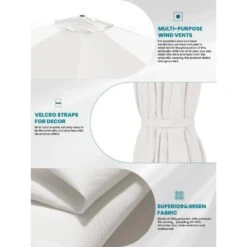 9 Ft. Round 360-Degree Rotation Cantilever Patio Umbrella In White -Jearey cantilever umbrellas alex9 white a0 1000