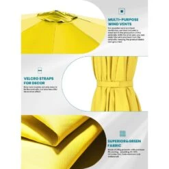 9 Ft. Round 360-Degree Rotation Cantilever Patio Umbrella In Yellow -Jearey cantilever umbrellas alex9 yellow a0 1000