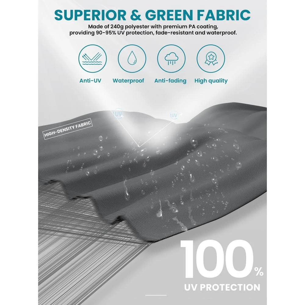 Rectangular 10 Ft. X 10 Ft. Aluminum Solar Lighted Cantilever Patio Umbrella With Cover In Gray 4 Rectangular 10 Ft. X 10 Ft. Aluminum Solar Lighted Cantilever Patio Umbrella With Cover In Gray - Image 4