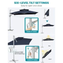 Rectangular 10 Ft. X 10 Ft. Aluminum Solar Lighted Cantilever Patio Umbrella With Cover In Navy 13 Rectangular 10 Ft. X 10 Ft. Aluminum Solar Lighted Cantilever Patio Umbrella With Cover In Navy -Jearey cantilever umbrellas bet10x10 dt ny 66 1000
