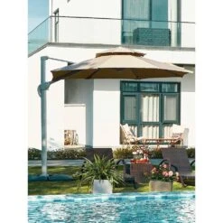 10 Ft. Aluminum Cantilever Umbrella With Cover In Beige