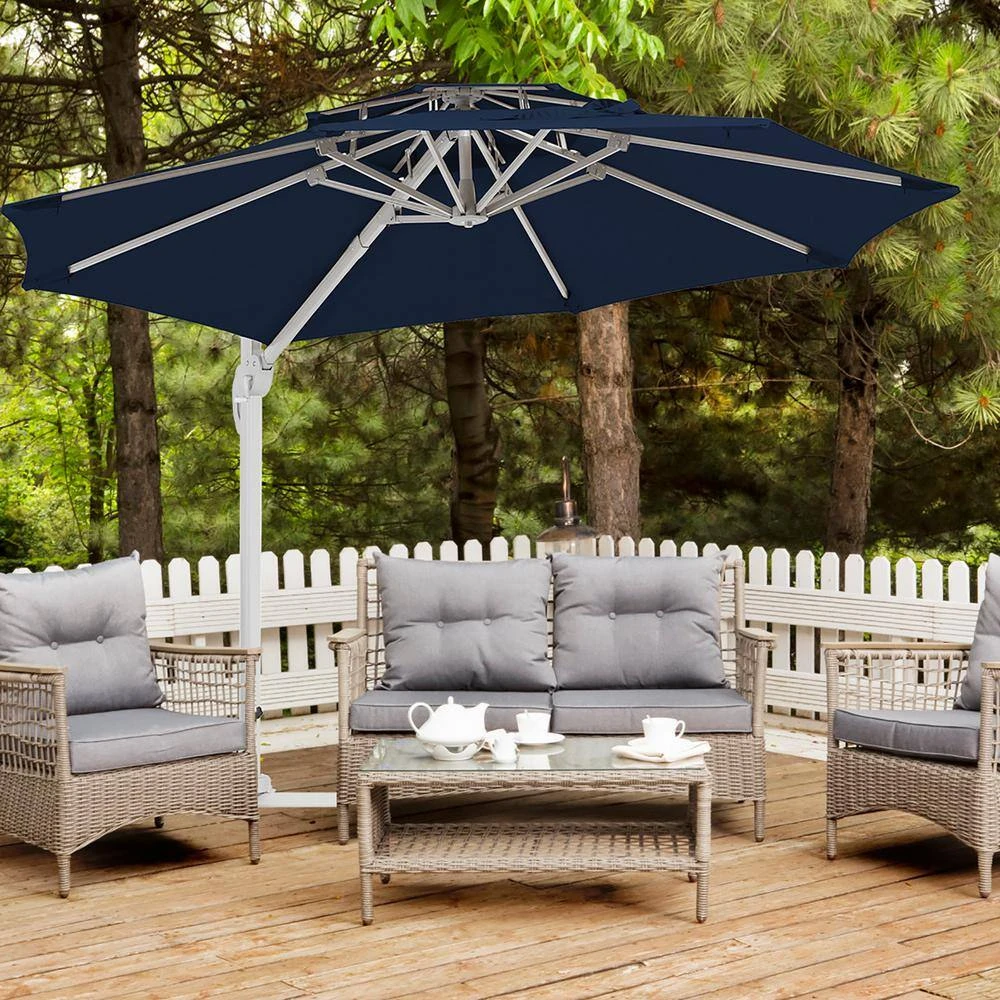 10 Ft. Aluminum Cantilever Umbrella With Cover In Navy 8 10 Ft. Aluminum Cantilever Umbrella With Cover In Navy - Image 8