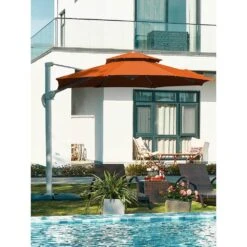 10 Ft. Aluminum Cantilever Umbrella With Cover In Orange