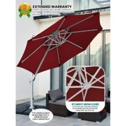 10 Ft. Aluminum Cantilever Umbrella With Cover In Red -Jearey cantilever umbrellas boerte10 red 1d 1000