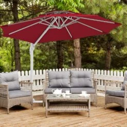 10 Ft. Aluminum Cantilever Umbrella With Cover In Red -Jearey cantilever umbrellas boerte10 red 31 1000