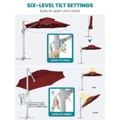 10 Ft. Aluminum Cantilever Umbrella With Cover In Red -Jearey cantilever umbrellas boerte10 red d4 1000