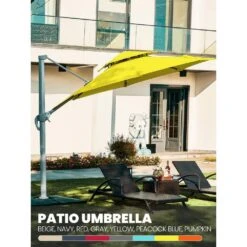 10 Ft. Aluminum Cantilever Umbrella With Cover In Yellow -Jearey cantilever umbrellas boerte10 yellow 31 1000