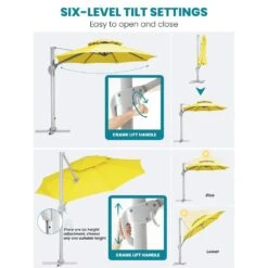 10 Ft. Aluminum Cantilever Umbrella With Cover In Yellow -Jearey cantilever umbrellas boerte10 yellow d4 1000