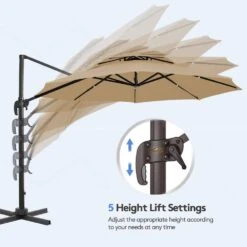 10 Ft. Round Patio Cantilever Umbrella With Cover In Beige -Jearey cantilever umbrellas boerte11 beige 4f 1000