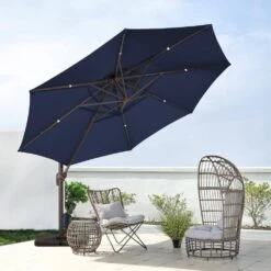 10 Ft. Round Patio Cantilever Umbrella With Cover In Navy -Jearey cantilever umbrellas boerte11 navy 31 1000