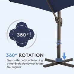 10 Ft. Round Patio Cantilever Umbrella With Cover In Navy -Jearey cantilever umbrellas boerte11 navy 4f 1000