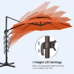 10 Ft. Round Patio Cantilever Umbrella With Cover In Orange 13 10 Ft. Round Patio Cantilever Umbrella With Cover In Orange -Jearey cantilever umbrellas boerte11 orange 1f 1000