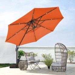 10 Ft. Round Patio Cantilever Umbrella With Cover In Orange 15 10 Ft. Round Patio Cantilever Umbrella With Cover In Orange -Jearey cantilever umbrellas boerte11 orange 31 1000