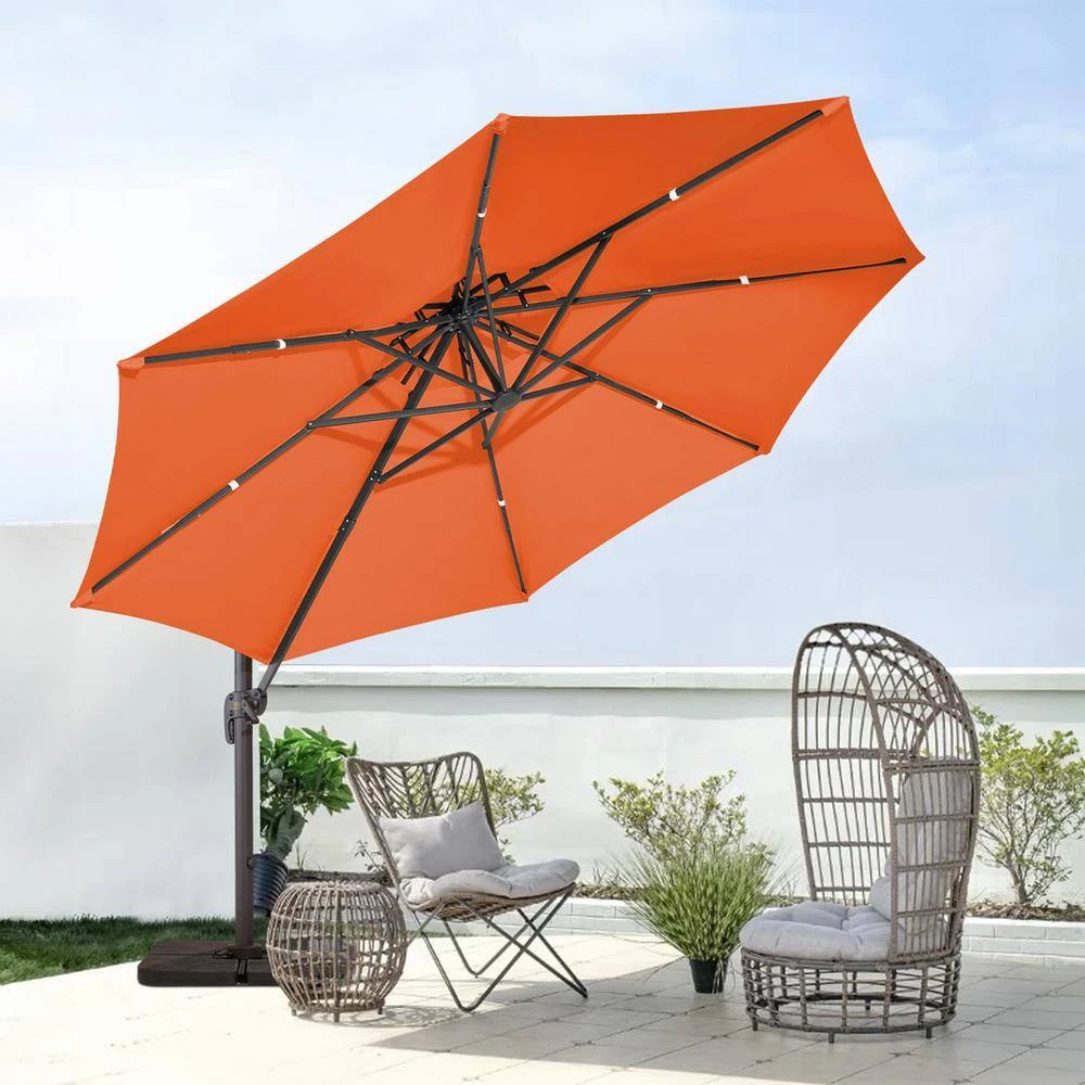10 Ft. Round Patio Cantilever Umbrella With Cover In Orange 8 10 Ft. Round Patio Cantilever Umbrella With Cover In Orange - Image 8
