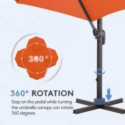 10 Ft. Round Patio Cantilever Umbrella With Cover In Orange 12 10 Ft. Round Patio Cantilever Umbrella With Cover In Orange -Jearey cantilever umbrellas boerte11 orange 4f 1000