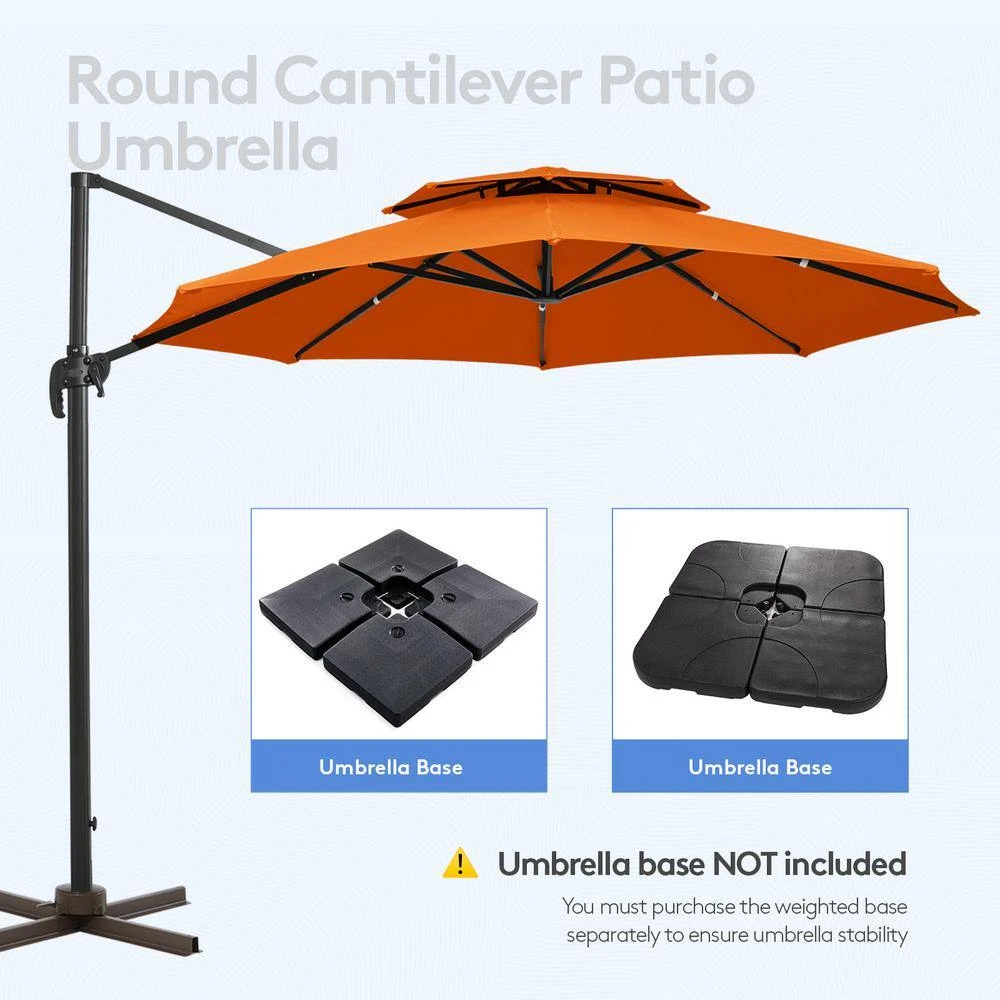 10 Ft. Round Patio Cantilever Umbrella With Cover In Orange 2 10 Ft. Round Patio Cantilever Umbrella With Cover In Orange - Image 2