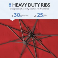 10 Ft. Round Patio Cantilever Umbrella With Cover In Red -Jearey cantilever umbrellas boerte11 red 44 1000