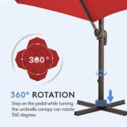 10 Ft. Round Patio Cantilever Umbrella With Cover In Red -Jearey cantilever umbrellas boerte11 red 4f 1000