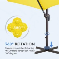10 Ft. Round Patio Cantilever Umbrella With Cover In Yellow -Jearey cantilever umbrellas boerte11 yellow 4f 1000