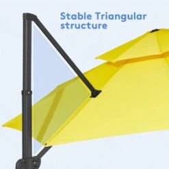 10 Ft. Round Patio Cantilever Umbrella With Cover In Yellow -Jearey cantilever umbrellas boerte11 yellow fa 1000