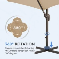 Double Top 11 Ft.Outdoor Cantilever Umbrella With Base And Cover,Heavy-Duty 360° Rotation Patio Umbrella In Beige -Jearey cantilever umbrellas boerte12 beige 4f 1000