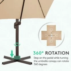 SunShade Deluxe 10 Ft. Square Cantilever Umbrella With Cover Heavy-Duty 360° Rotation Patio Umbrella In Beige -Jearey cantilever umbrellas djfx10 bg 1f 1000