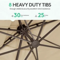 SunShade Deluxe 10 Ft. Square Cantilever Umbrella With Cover Heavy-Duty 360° Rotation Patio Umbrella In Beige -Jearey cantilever umbrellas djfx10 bg 4f 1000