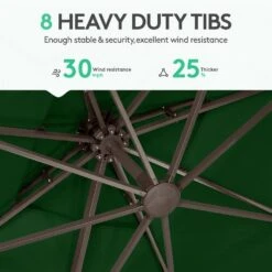 SunShade Deluxe 10 Ft. Square Cantilever Umbrella With Cover Heavy-Duty 360° Rotation Patio Umbrella In Dark Green -Jearey cantilever umbrellas djfx10 dgn 4f 1000