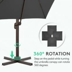 SunShade Deluxe 10 Ft. Square Cantilever Umbrella With Cover Heavy-Duty 360° Rotation Patio Umbrella In Gray -Jearey cantilever umbrellas djfx10 gy 1f 1000