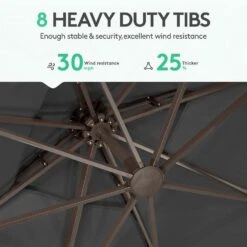 SunShade Deluxe 10 Ft. Square Cantilever Umbrella With Cover Heavy-Duty 360° Rotation Patio Umbrella In Gray -Jearey cantilever umbrellas djfx10 gy 4f 1000