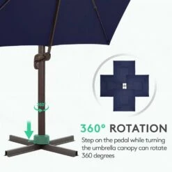 SunShade Deluxe 10 Ft. Square Cantilever Umbrella With Cover Heavy-Duty 360° Rotation Patio Umbrella In Navy -Jearey cantilever umbrellas djfx10 nv 1f 1000