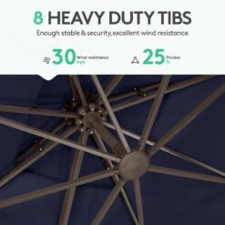 SunShade Deluxe 10 Ft. Square Cantilever Umbrella With Cover Heavy-Duty 360° Rotation Patio Umbrella In Navy -Jearey cantilever umbrellas djfx10 nv 4f 1000