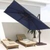 SunShade Deluxe 10 Ft. Square Cantilever Umbrella With Cover Heavy-Duty 360° Rotation Patio Umbrella In Navy