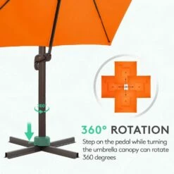SunShade Deluxe 10 Ft. Square Cantilever Umbrella With Cover Heavy-Duty 360° Rotation Patio Umbrella In Pumpkin -Jearey cantilever umbrellas djfx10 og 1f 1000