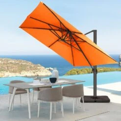 SunShade Deluxe 10 Ft. Square Cantilever Umbrella With Cover Heavy-Duty 360° Rotation Patio Umbrella In Pumpkin -Jearey cantilever umbrellas djfx10 og 31 1000