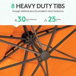 SunShade Deluxe 10 Ft. Square Cantilever Umbrella With Cover Heavy-Duty 360° Rotation Patio Umbrella In Pumpkin -Jearey cantilever umbrellas djfx10 og 4f 1000