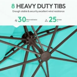 SunShade Deluxe 10 Ft. Square Cantilever Umbrella Heavy-Duty 360° Rotation Patio Umbrella In Peacock Blue 8 SunShade Deluxe 10 Ft. Square Cantilever Umbrella Heavy-Duty 360° Rotation Patio Umbrella In Peacock Blue -Jearey cantilever umbrellas djfx10 pb 4f 1000