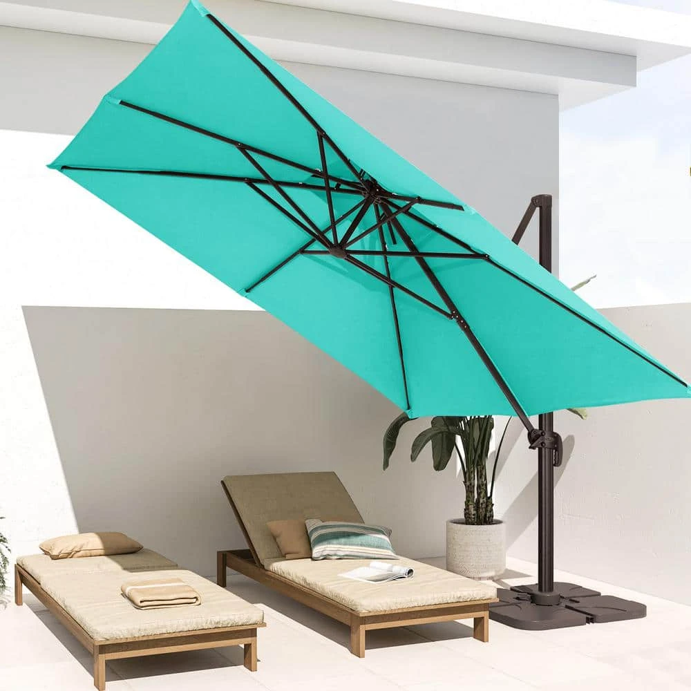 SunShade Deluxe 10 Ft. Square Cantilever Umbrella Heavy-Duty 360° Rotation Patio Umbrella In Peacock Blue 1 SunShade Deluxe 10 Ft. Square Cantilever Umbrella Heavy-Duty 360° Rotation Patio Umbrella In Peacock Blue