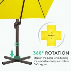 SunShade Deluxe 10 Ft. Square Cantilever Umbrella With Cover Heavy-Duty 360° Rotation Patio Umbrella In Yellow -Jearey cantilever umbrellas djfx10 ye 1f 1000