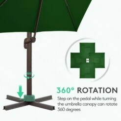 SunShade Deluxe 11 Ft. Square Cantilever Umbrella With Cover Heavy-Duty 360° Rotation Patio Umbrella In Dark Green -Jearey cantilever umbrellas djfx11 dgn 1f 1000