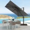 SunShade Deluxe 11 Ft. Square Cantilever Umbrella Heavy-Duty 360° Rotation Patio Umbrella In Gray