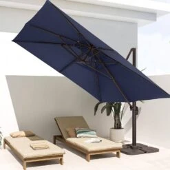 SunShade Deluxe 11 Ft. Square Cantilever Umbrella Heavy-Duty 360° Rotation Patio Umbrella In Navy 15 SunShade Deluxe 11 Ft. Square Cantilever Umbrella Heavy-Duty 360° Rotation Patio Umbrella In Navy -Jearey cantilever umbrellas djfx11 nv 31 1000