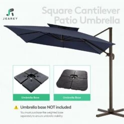 SunShade Deluxe 11 Ft. Square Cantilever Umbrella Heavy-Duty 360° Rotation Patio Umbrella In Navy 14 SunShade Deluxe 11 Ft. Square Cantilever Umbrella Heavy-Duty 360° Rotation Patio Umbrella In Navy -Jearey cantilever umbrellas djfx11 nv 44 1000