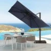 SunShade Deluxe 11 Ft. Square Cantilever Umbrella Heavy-Duty 360° Rotation Patio Umbrella In Navy