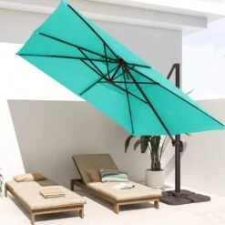 SunShade Deluxe 11 Ft. Square Cantilever Umbrella Heavy-Duty 360° Rotation Patio Umbrella In Peacock Blue 17 SunShade Deluxe 11 Ft. Square Cantilever Umbrella Heavy-Duty 360° Rotation Patio Umbrella In Peacock Blue -Jearey cantilever umbrellas djfx11 pb 31 1000